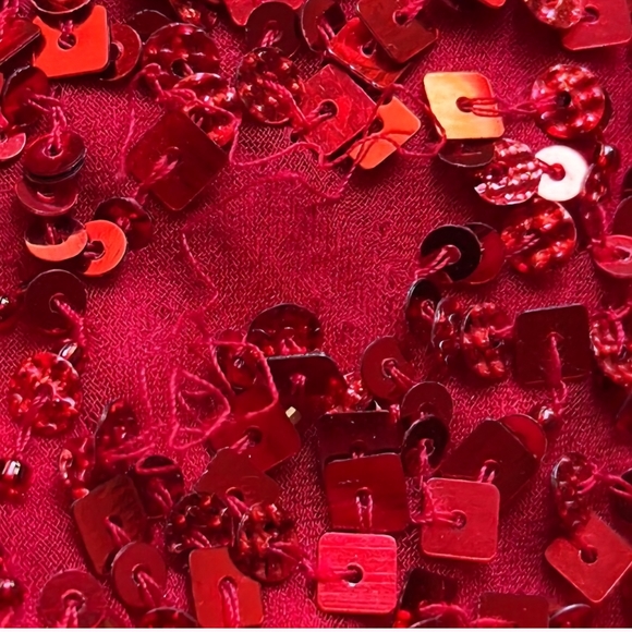 Scala silk Sequined wedding Prom Dress Size 4 red Sequins elegant - Picture 17 of 17